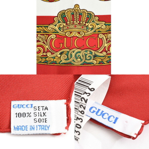 Gucci Scarf Muffler for Women, Medal Ribbon Design, Large Shawl, Silk, White,... - Picture 4 of 10